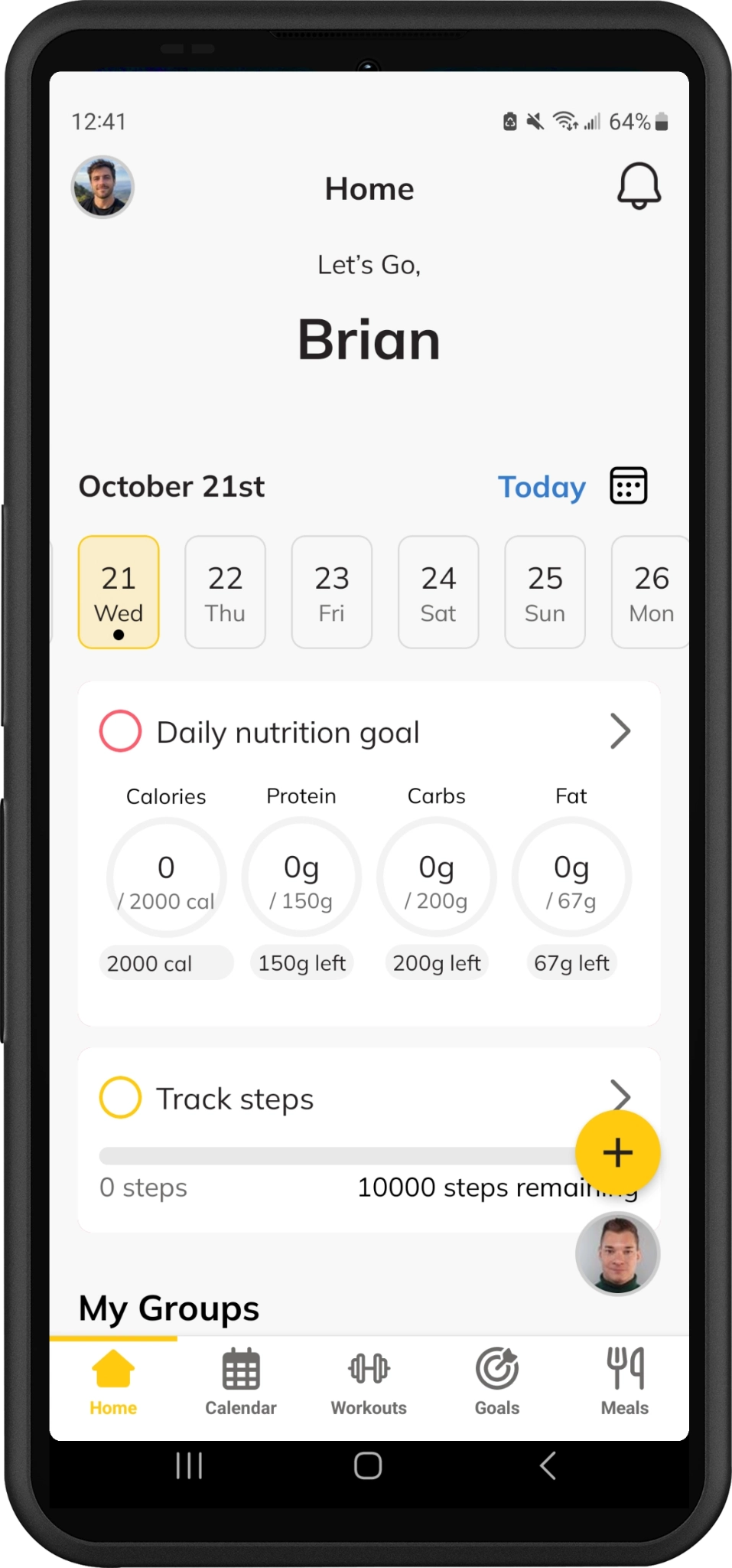 Structured app dashboard on a phone